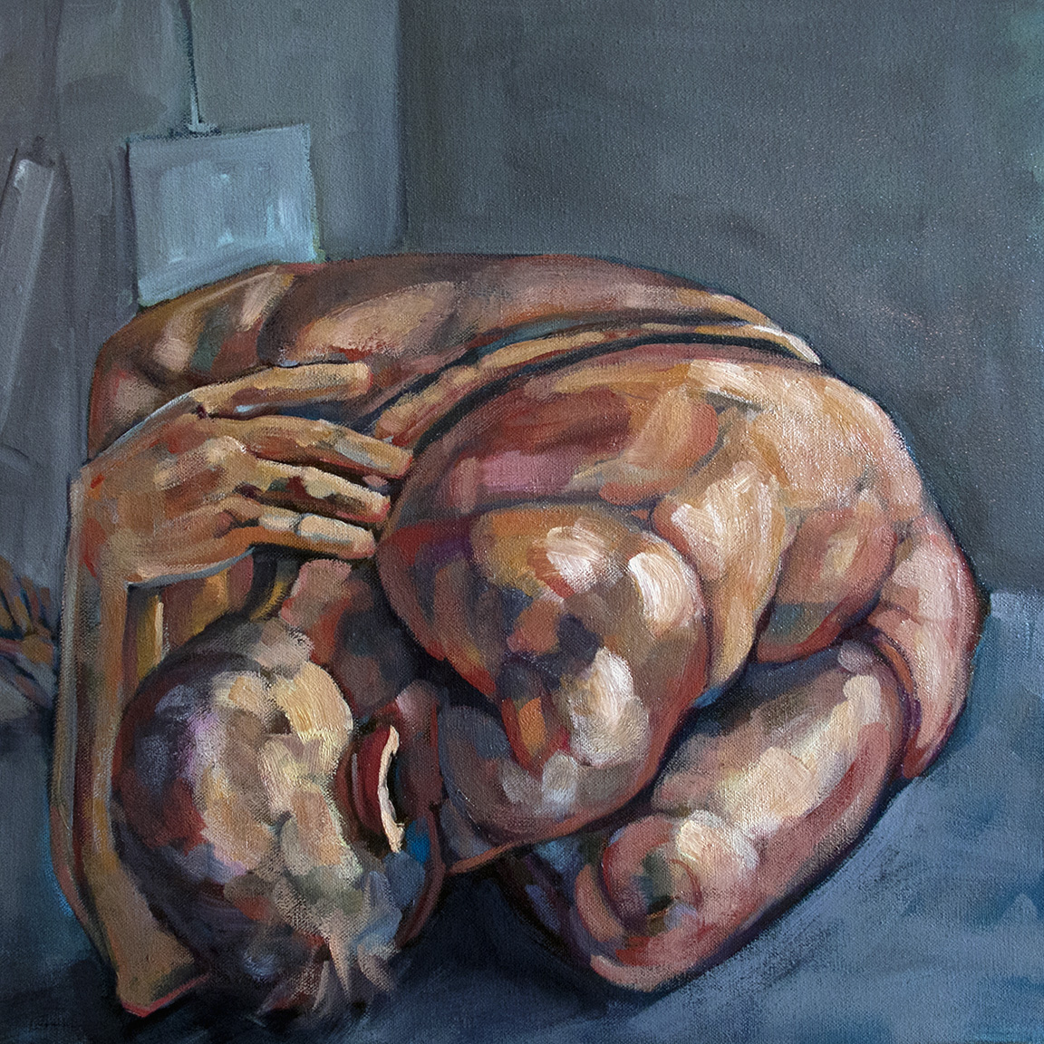 Crouched - on depression - Oil on Canvas - Kathryn Kaiser