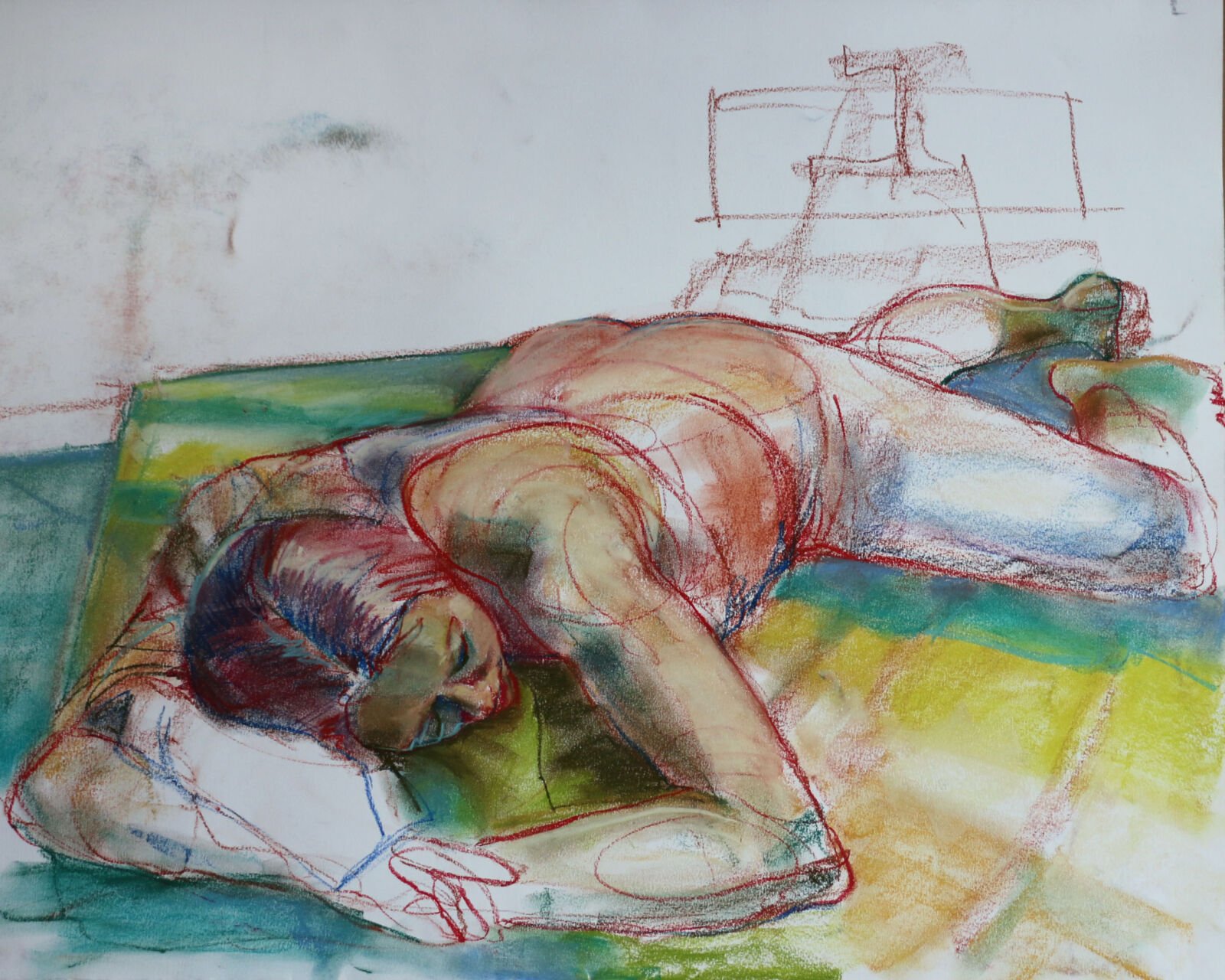 Green Striped Towel – Life Drawing and Sketches – Kathryn Kaiser