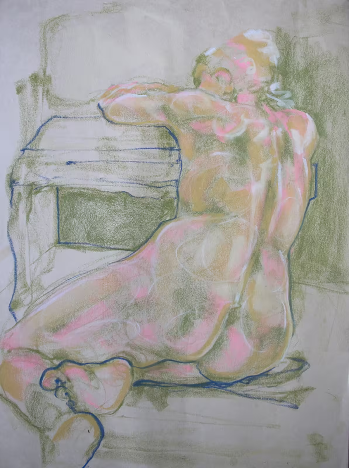 Pink Green and Chair